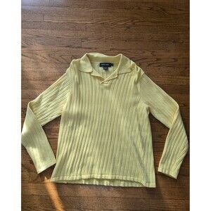 Vtg Polo Golf Ralph Lauren Yellow Wool Blend Collared Wool Blend Sweater Medium